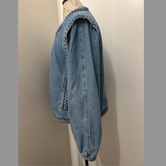 A Loves A Denim Braided Crew Neck Open Front Long Sleeve Jacket Size XL - rare! - Picture 5 of 13